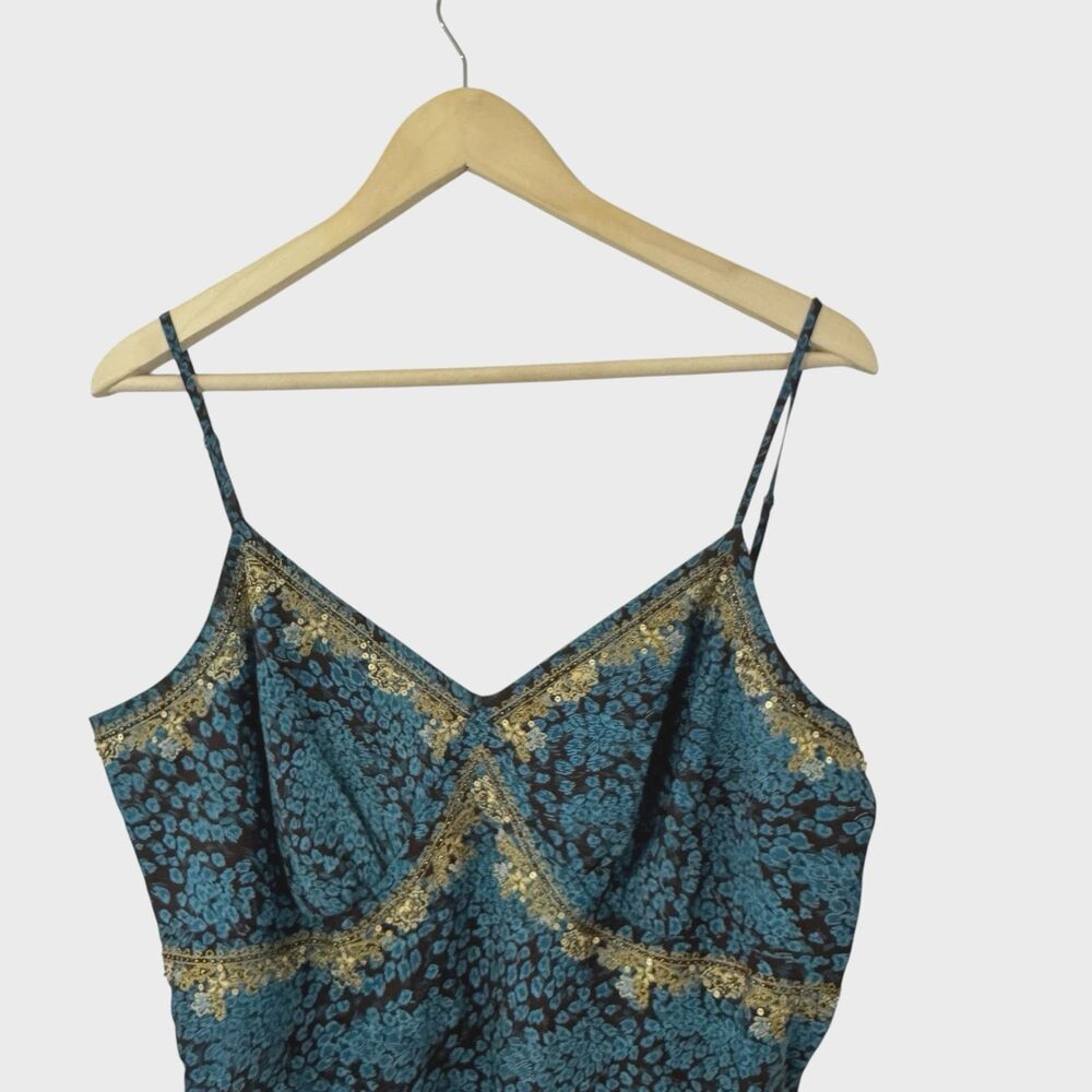 Vintage Y2K Valerie Stevens 14 Silk Cami Camisole Crop Tank Gold Boho Womens - Picture 4 of 11